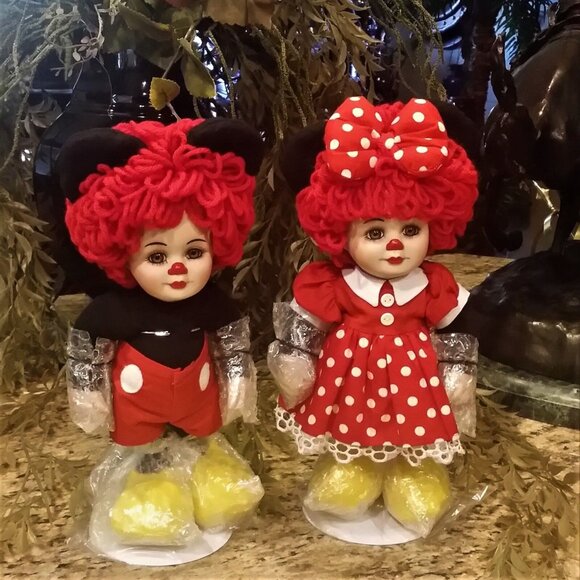DISNEY Mickey & Minnie Mouse Raggedy Ann & Andy Dolls - Picture 1 of 9